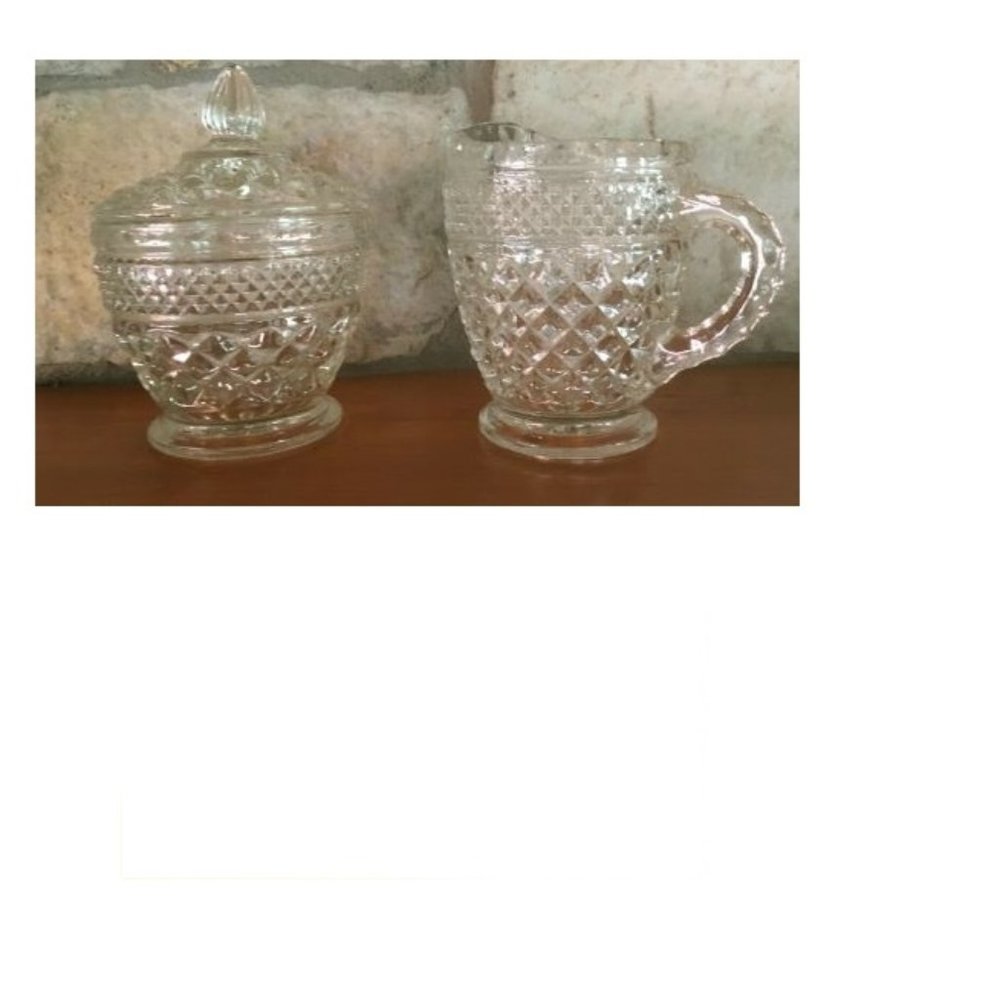 Vintage Wexford Anchor Hocking Sugar Bowl with Lid and Creamer